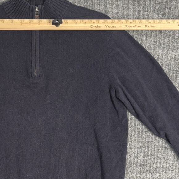 Eddie Bauer‎ Sweater Mens M Navy Blue Half Zip Cotton Cashmere Pullover Soft - Picture 14 of 15